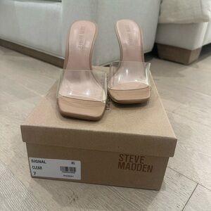 NEW Steve Madden Clear and Tan Heels